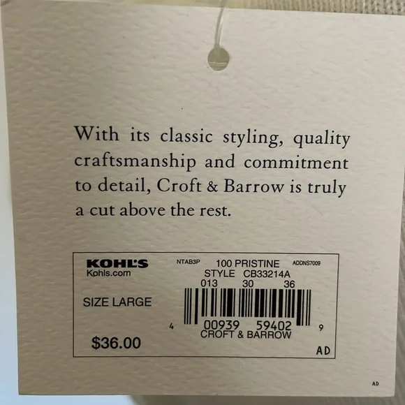 Croft & Barrow Ivory Button Front Cardigan - Picture 4 of 6